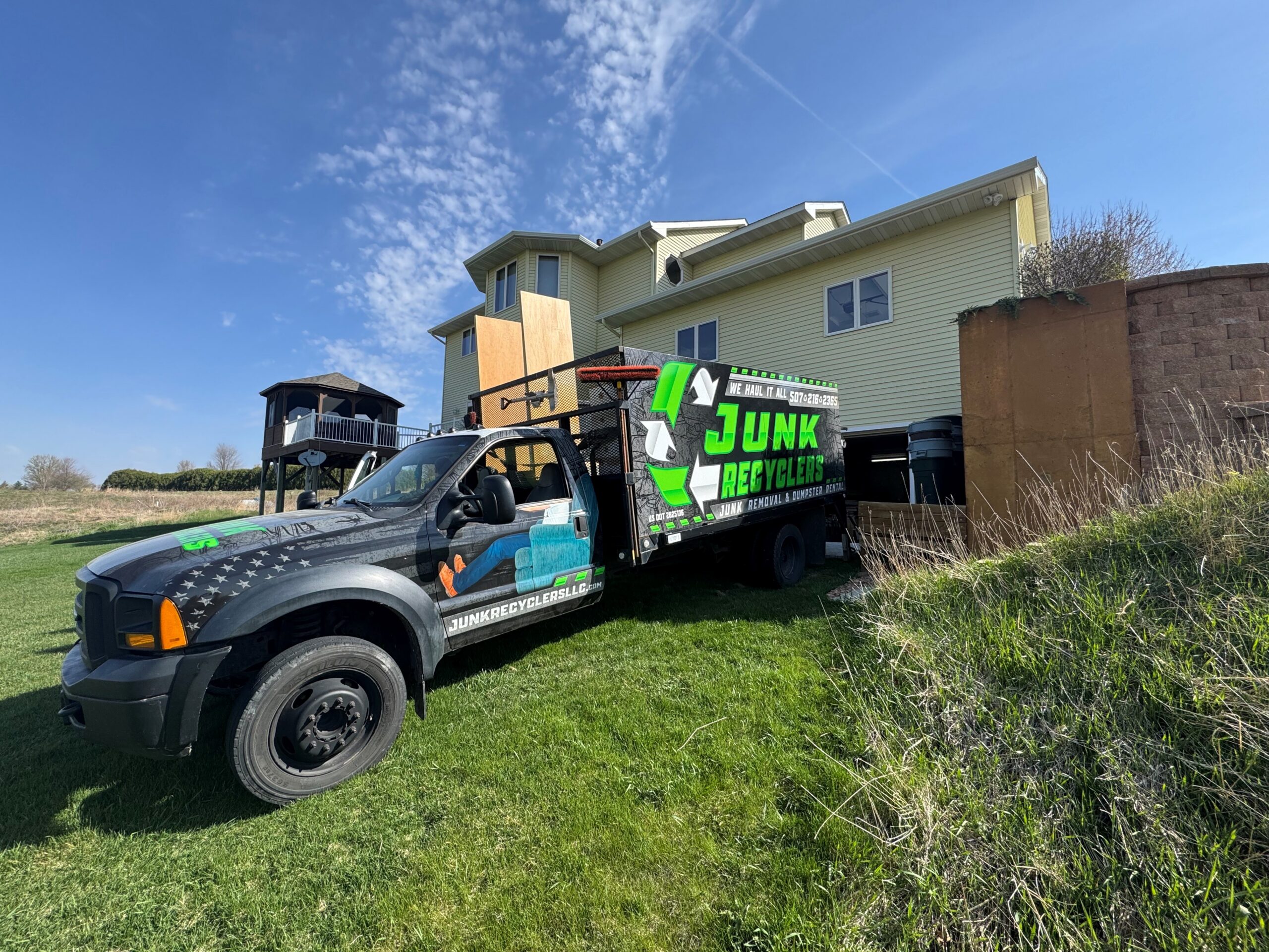 Junk Recyclers LLC truck ready for junk removal service in Rochester, Minnesota